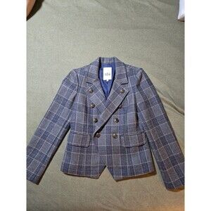 Tibi New York Size 10 Wool and Lambskin Jacket/blazer Gray Plaid. NWOT